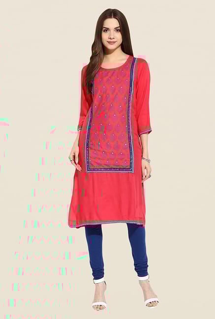 Mytri Coral Embroidered Kurta Mytri Coral Embroidered Kurta