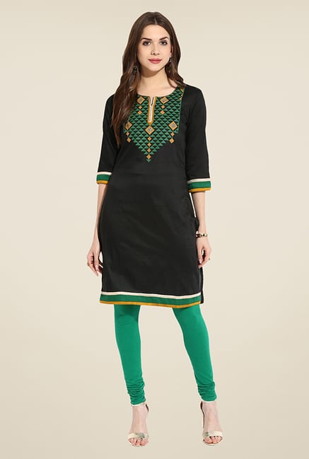 Mytri Black Embroidered Kurti Mytri Black Embroidered Kurti