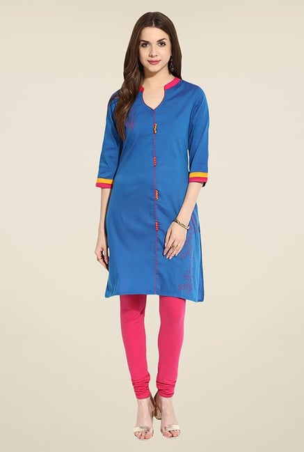Mytri Blue Printed Kurti Mytri Blue Printed Kurti