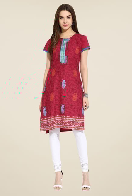 Mytri Maroon Printed Kurti Mytri Maroon Printed Kurti