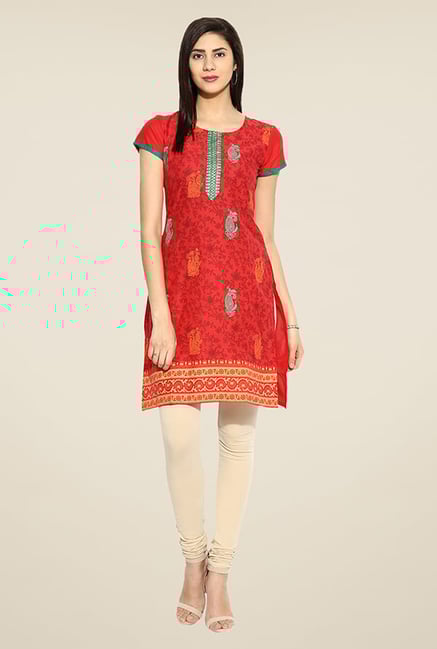 Mytri Red Printed Kurti Mytri Red Printed Kurti