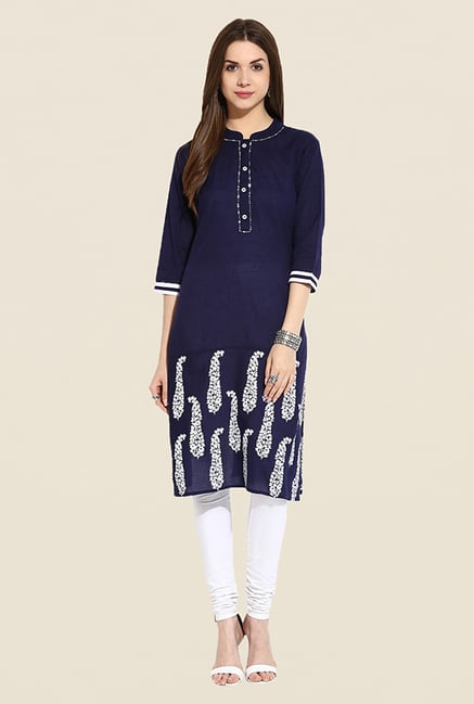 Mytri Navy Embroidered Kurti Mytri Navy Embroidered Kurti