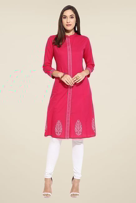 Mytri Pink Embroidered Kurti Mytri Pink Embroidered Kurti