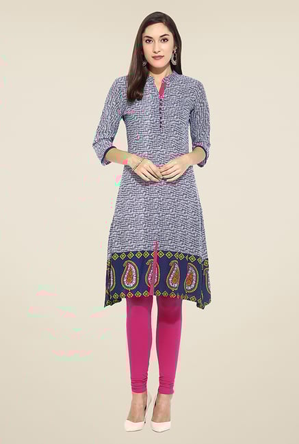 Mytri Blue Printed Kurti Mytri Blue Printed Kurti