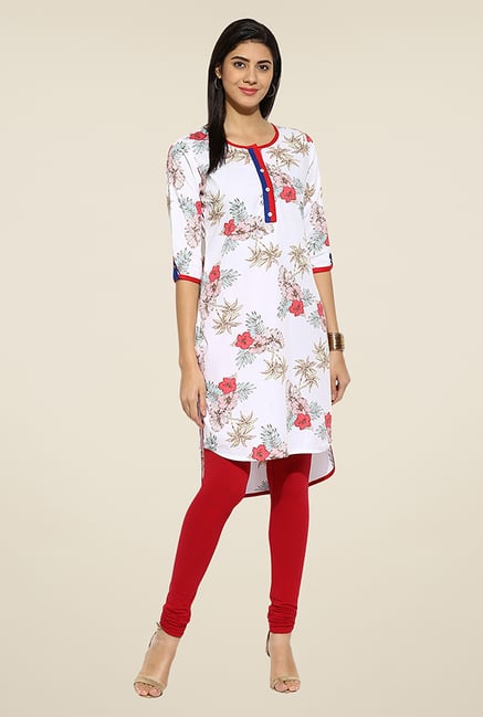 Mytri White Floral Print Kurti Mytri White Floral Print Kurti