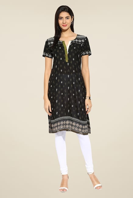 Mytri Black Printed Kurti Mytri Black Printed Kurti