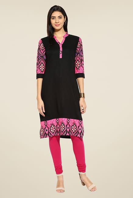 Mytri Black Printed Kurti Mytri Black Printed Kurti