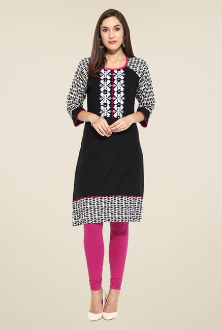 Mytri Black Printed Kurti Mytri Black Printed Kurti