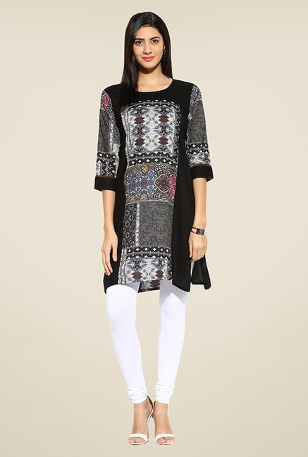 Mytri Black Printed Kurti Mytri Black Printed Kurti
