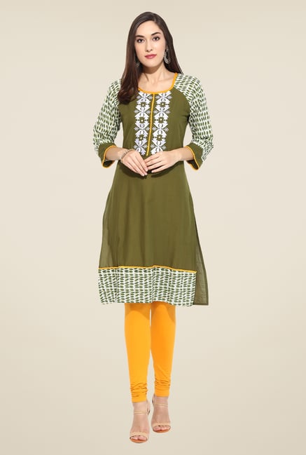 Mytri Olive Printed Kurti Mytri Olive Printed Kurti
