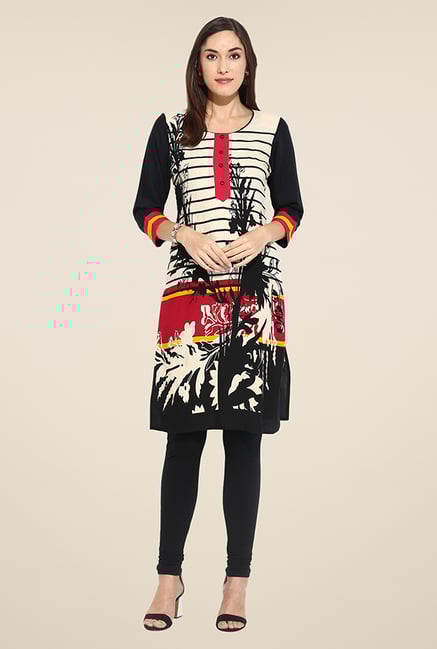 Mytri Beige & Red Printed Kurti Mytri Beige & Red Printed Kurti