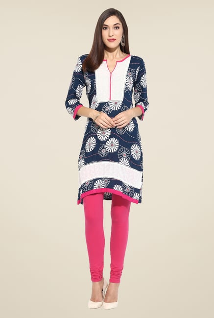 Mytri Navy Printed Kurti Mytri Navy Printed Kurti