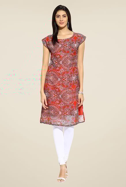 Mytri Orange Printed Kurti Mytri Orange Printed Kurti