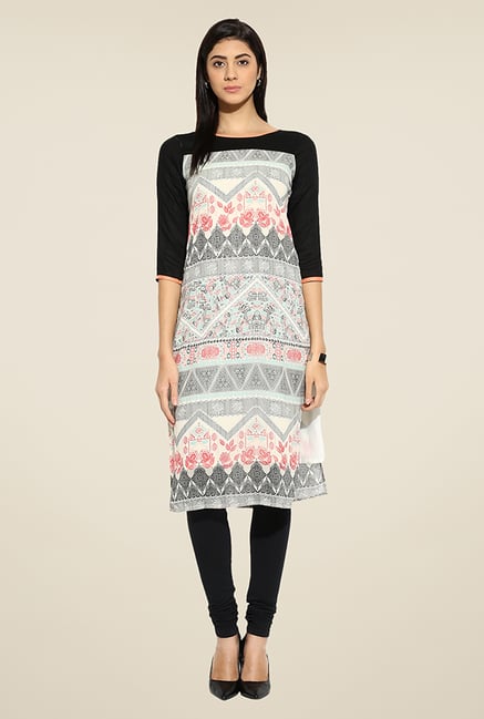 Mytri Beige Printed Kurta Mytri Beige Printed Kurta