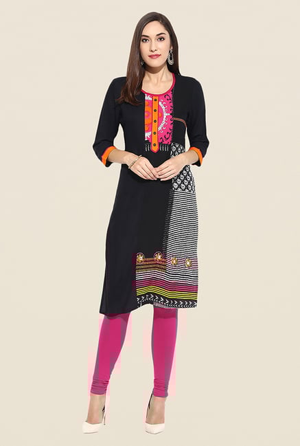 Mytri Black Printed Kurti Mytri Black Printed Kurti