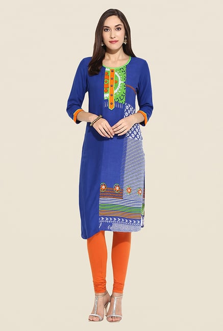 Mytri Blue Printed Kurti Mytri Blue Printed Kurti