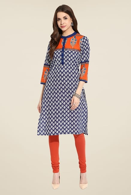 Mytri Blue Printed Kurti Mytri Blue Printed Kurti