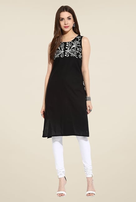 Mytri Black Embroidered Kurti Mytri Black Embroidered Kurti