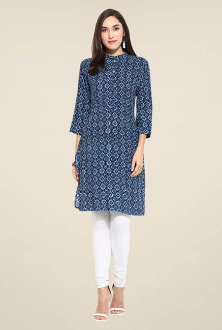 Mytri Blue Printed Kurti Mytri Blue Printed Kurti