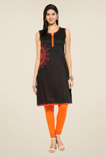 Mytri Black Embroidered Kurti Mytri Black Embroidered Kurti
