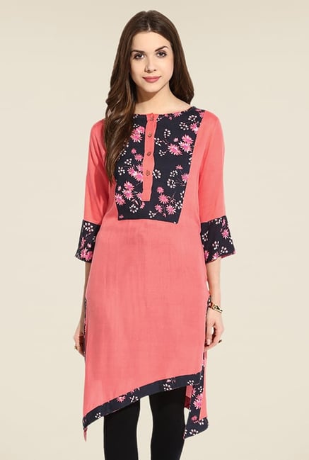 Mytri Coral Floral Print Kurti Mytri Coral Floral Print Kurti