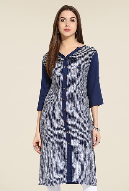 Mytri Navy Printed Kurta Mytri Navy Printed Kurta