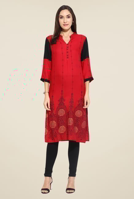 Mytri Red Printed Kurti Mytri Red Printed Kurti
