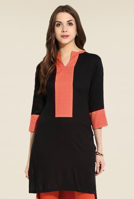Mytri Black Solid Kurti Mytri Black Solid Kurti
