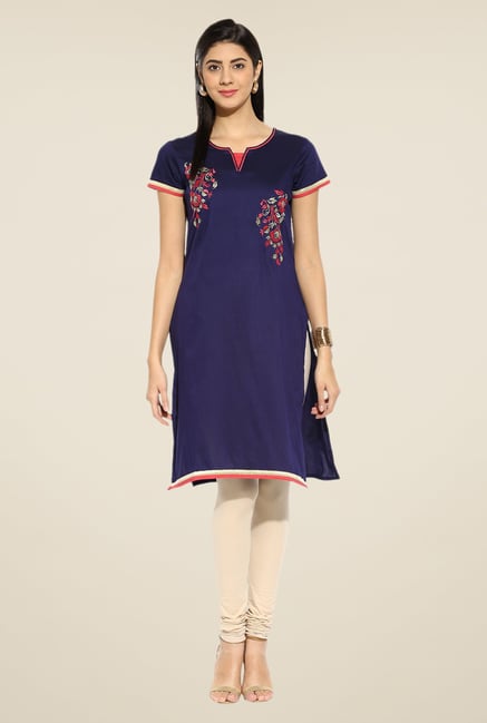 Mytri Navy Embroidered Kurti Mytri Navy Embroidered Kurti
