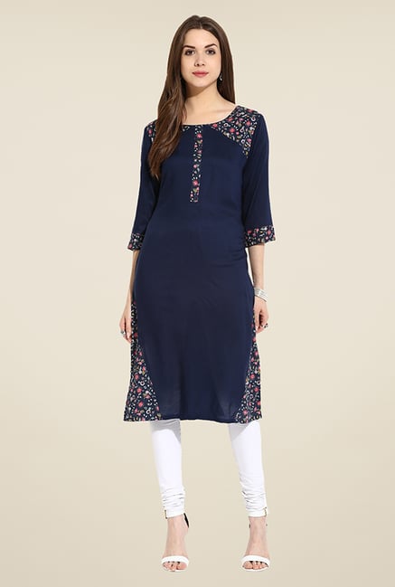 Mytri Navy Printed Kurta Mytri Navy Printed Kurta