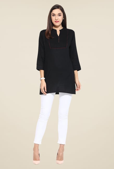 Mytri Black Solid Kurti Mytri Black Solid Kurti