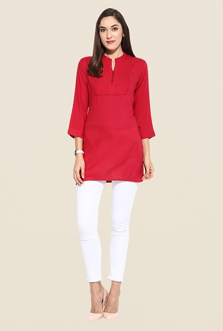 Mytri Pink Solid Kurti Mytri Pink Solid Kurti