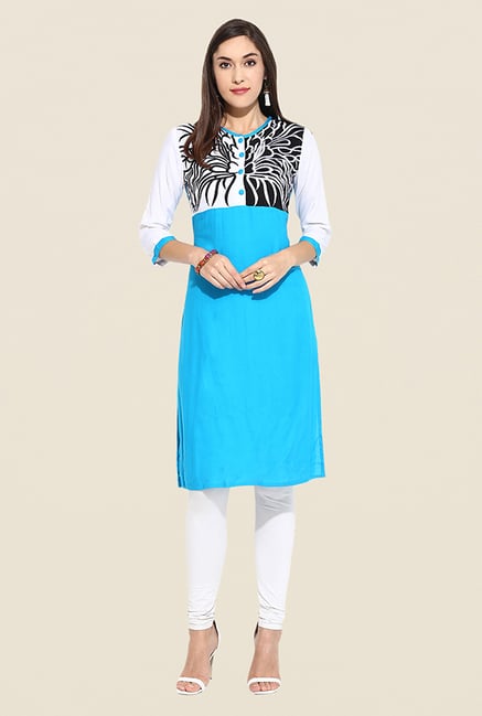 Mytri Blue Printed Kurti Mytri Blue Printed Kurti