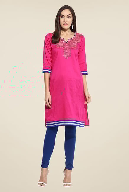 Mytri Pink Embroidered Kurti Mytri Pink Embroidered Kurti