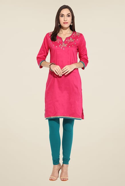 Mytri Pink Embroidered Kurti Mytri Pink Embroidered Kurti