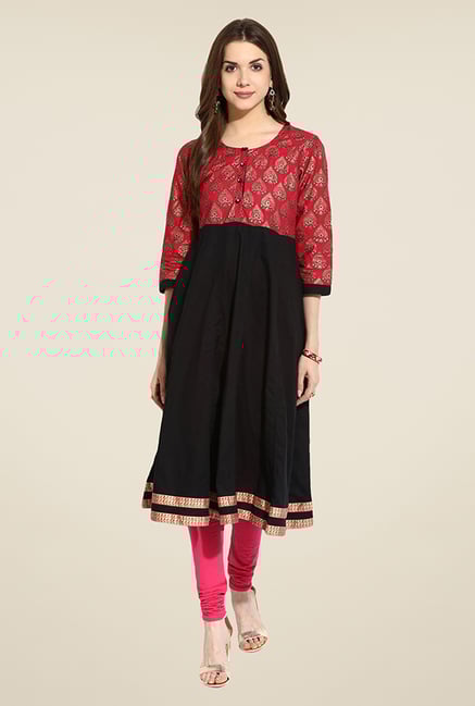 Mytri Black Printed Kurta Mytri Black Printed Kurta