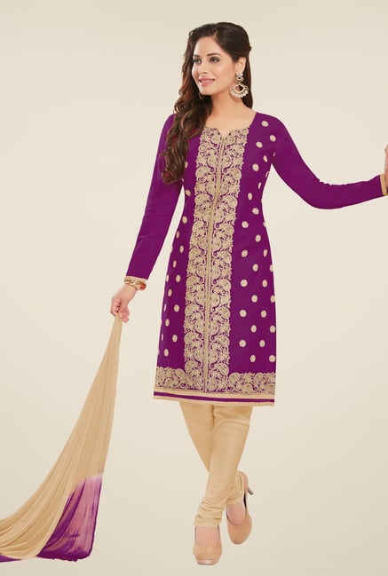 Salwar Studio Magenta & Beige Dress Material with Dupatta Salwar Studio Magenta & Beige Dress Material with Dupatta
