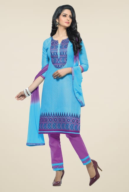 Salwar Studio Blue & Purple Dress Material with Dupatta Salwar Studio Blue & Purple Dress Material with Dupatta