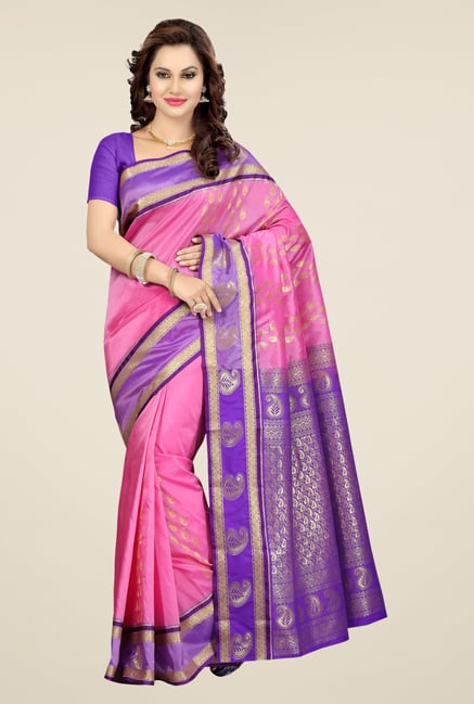 Ishin Pink Printed Art Silk Saree Ishin Pink Printed Art Silk Saree