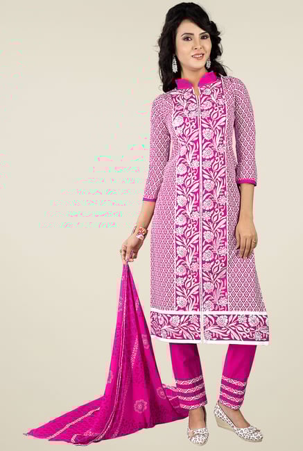 Ishin Pink Printed Dress Material Ishin Pink Printed Dress Material