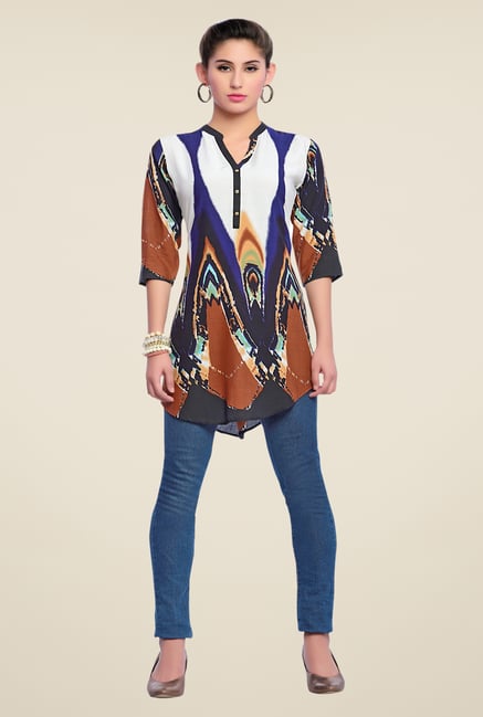 Zola White & Blue Printed Kurti Zola White & Blue Printed Kurti