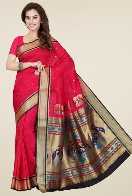 Ishin Pink Printed Saree Ishin Pink Printed Saree