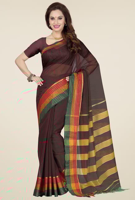 Ishin Brown & Mustard Cotton Printed Saree Ishin Brown & Mustard Cotton Printed Saree