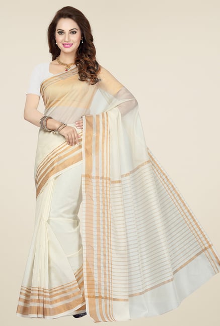 Ishin Off White Cotton Printed Saree Ishin Off White Cotton Printed Saree