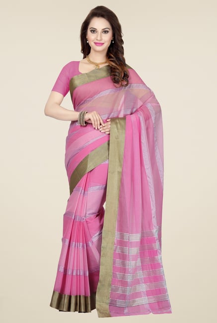 Ishin Pink Cotton Printed Saree Ishin Pink Cotton Printed Saree