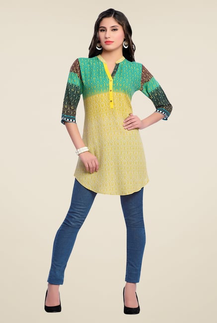 Zola Green & Yellow Printed Kurti Zola Green & Yellow Printed Kurti