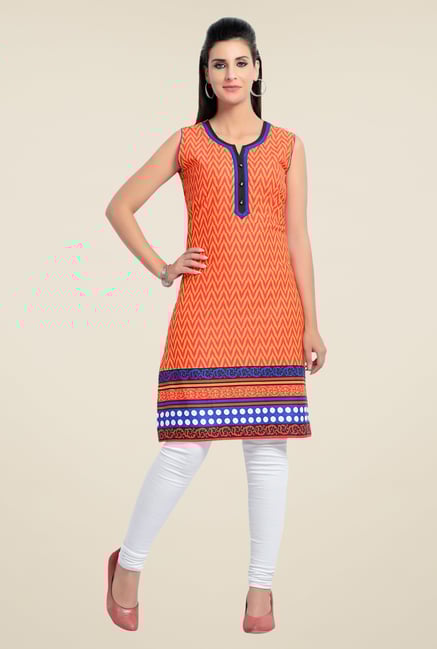 Zola Orange Printed Kurta Zola Orange Printed Kurta