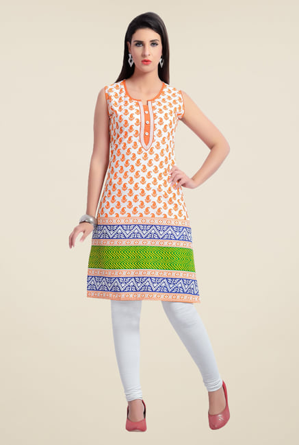 Zola Orange Paisley Print Kurta Zola Orange Paisley Print Kurta