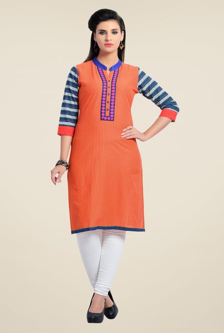 Zola Orange Printed Kurta Zola Orange Printed Kurta
