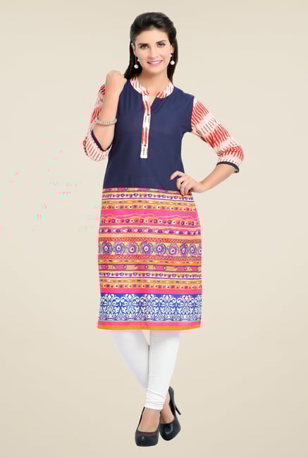 Zola Navy Printed Kurta Zola Navy Printed Kurta